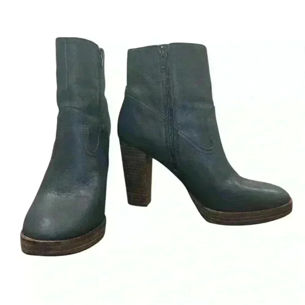 Lucky Brand Dark Gray Leather Ankle Boots size 9.5